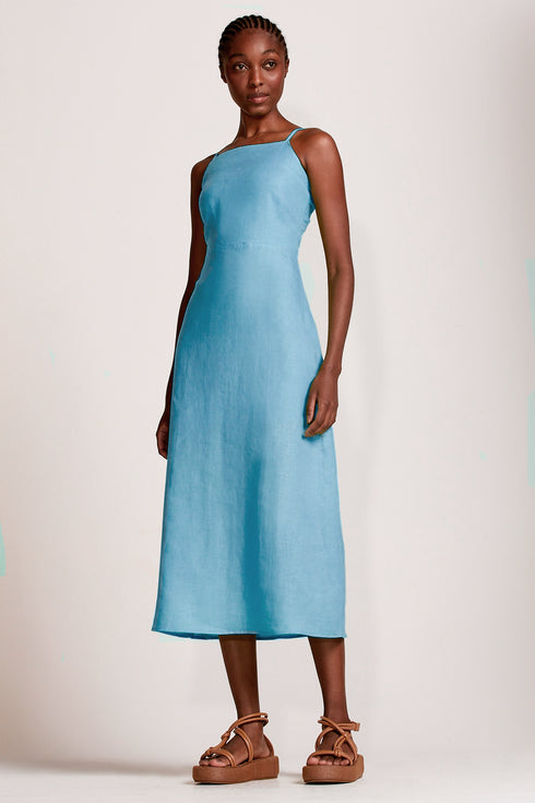 VESTIDO FENDA LATERAL AZUL